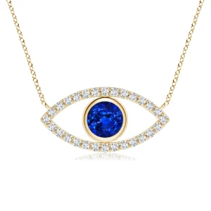 Sara Evil Eye Pendant In Lab Diamond and Sapphire